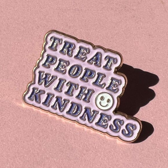 Treat people with kindness purple y2k bubble letter enamel pin - Picture 2 of 7
